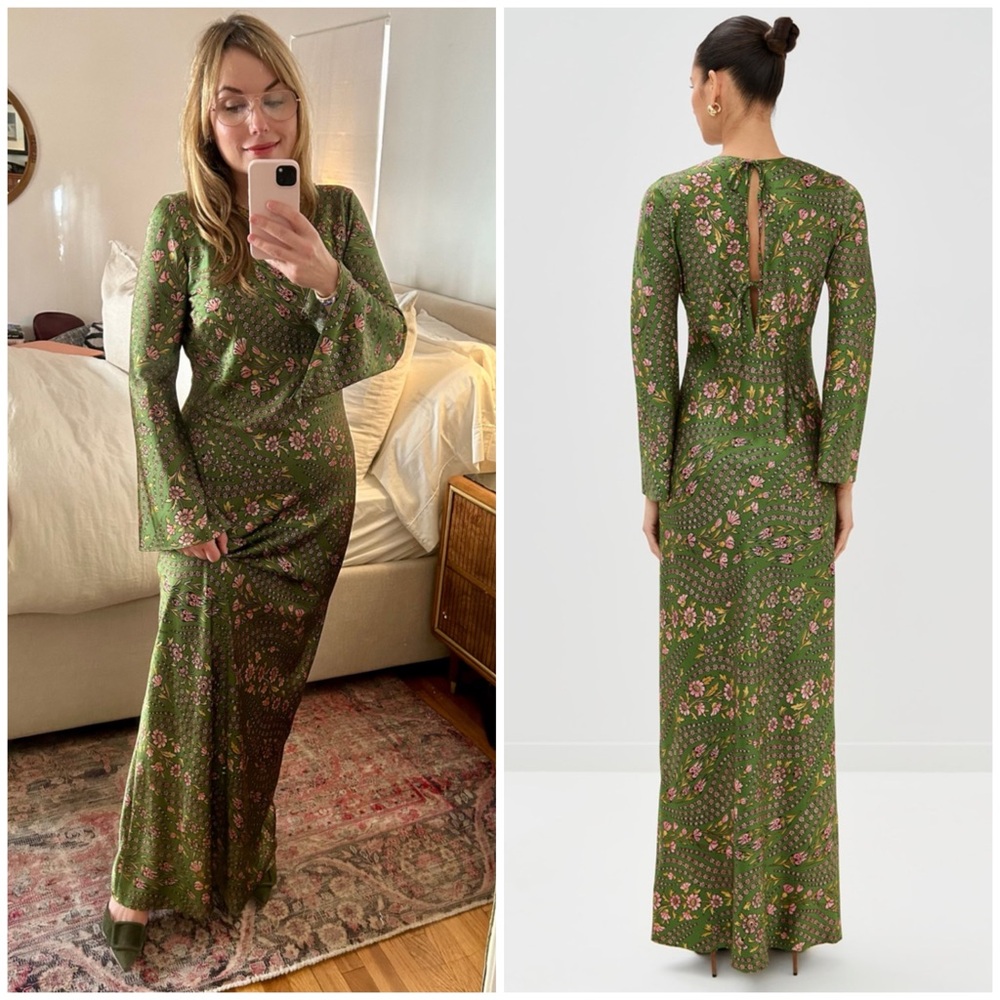 VERONICA BEARD Gemma Maxi Green Floral Dress SZ US 2 - Picture 2 of 9